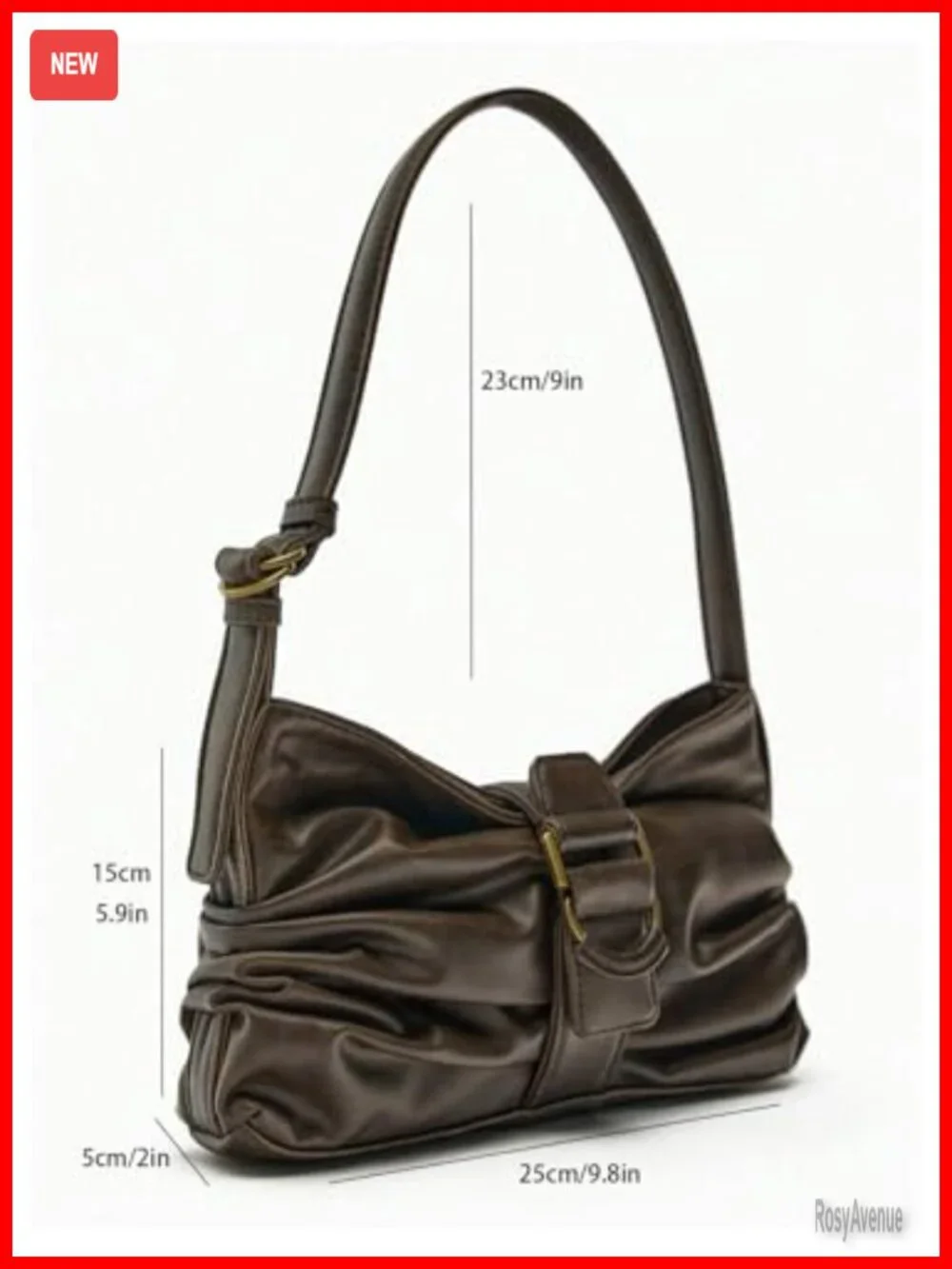 Y2K Faux Leather Ruched Hobo Shoulder Bag Punk Vintage Handbag
